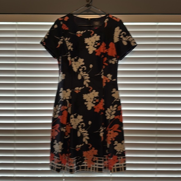 Women's Vince Camuto Blue Floral Dress Size 12 Lining - Picture 4 of 7